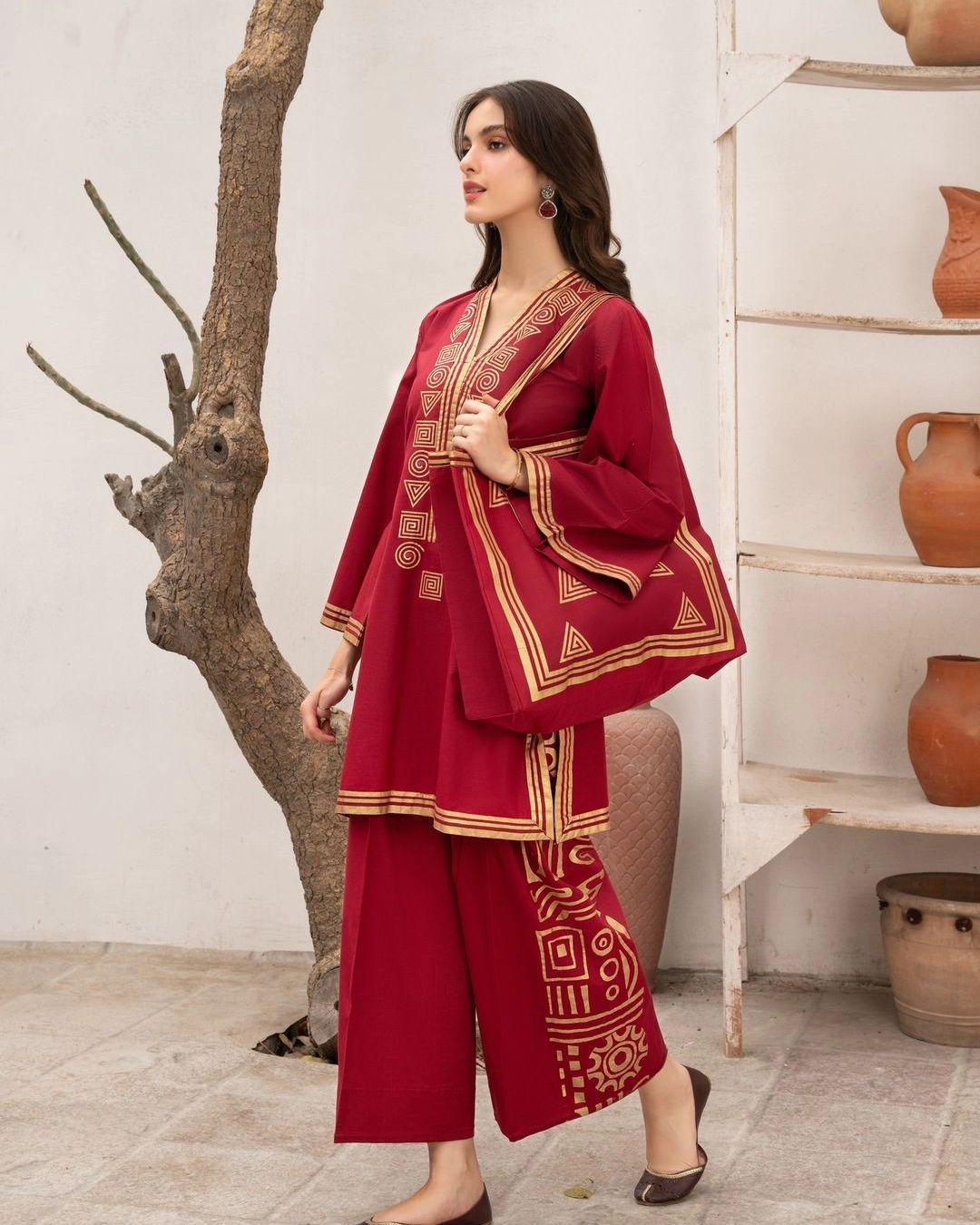 Elegant Embroidered Linen Shirt and Trouser Set