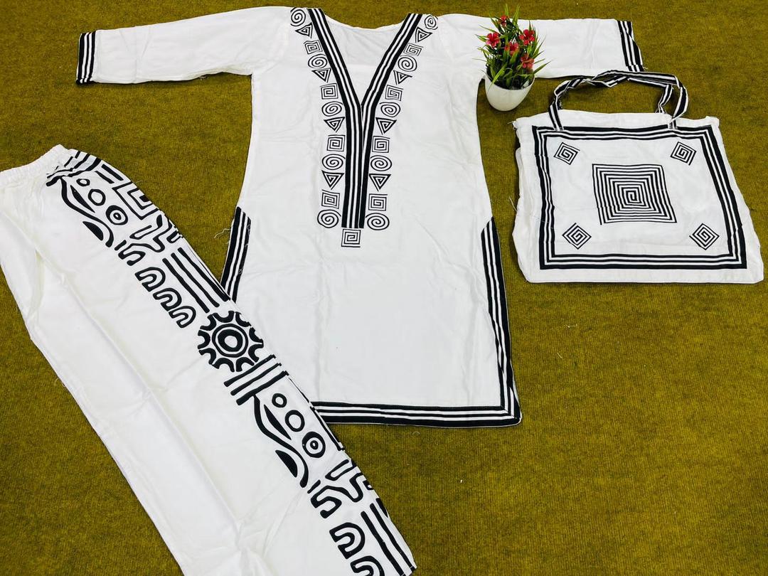 Elegant White Embroidered Linen Shirt and Trouser Set