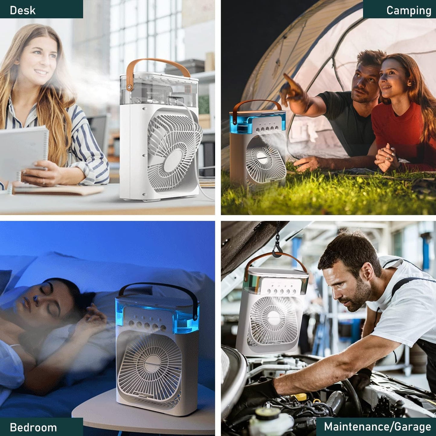4 in 1 Personal Mini Cooling Fan with Water Mist Spray