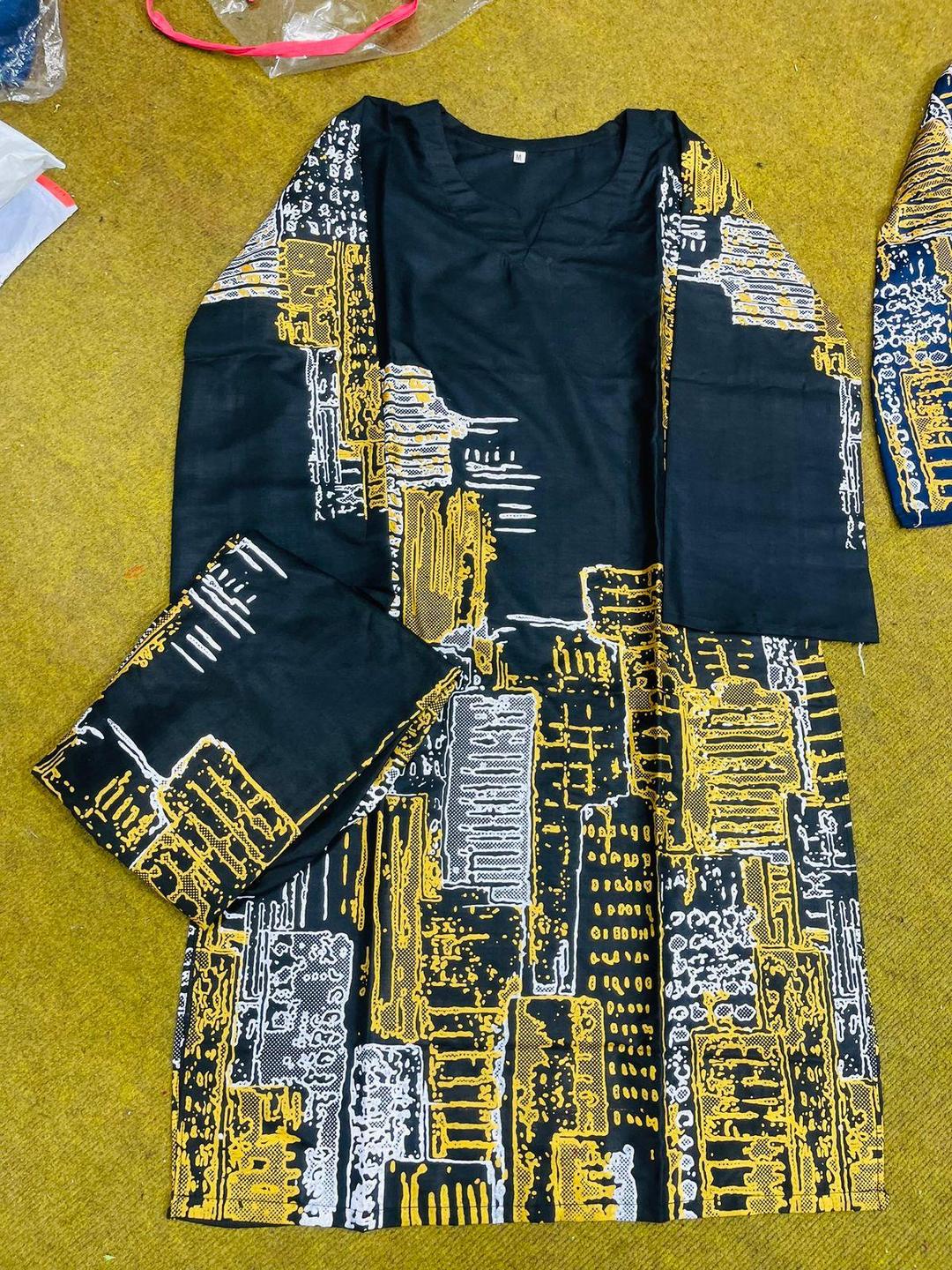 2 Pcs Women's Stitched Linen Block Printed Shirt And Trouser