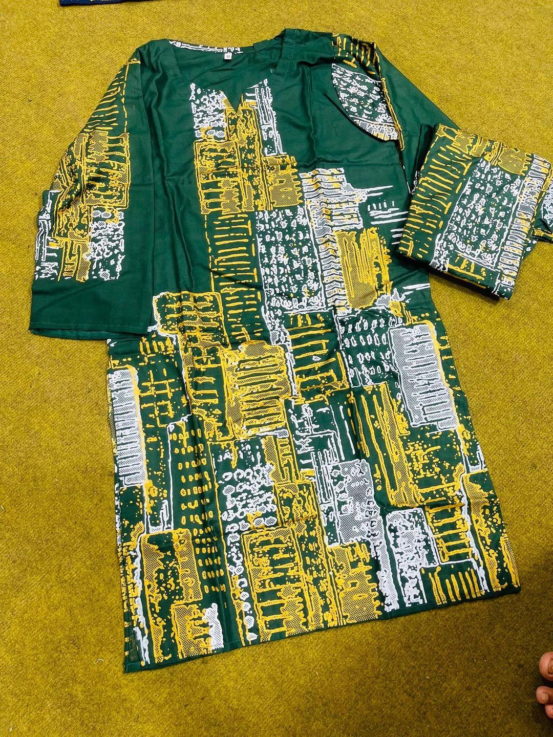 2 Pcs Women's Stitched Linen Block Printed Shirt And Trouser