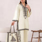 Elegant White Embroidered Linen Shirt and Trouser Set