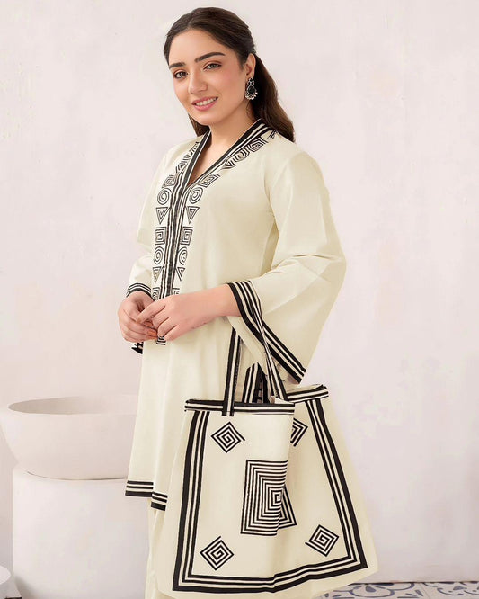 Elegant White Embroidered Linen Shirt and Trouser Set