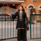 Elegant Embroidered Linen Shirt and Trouser Set for Women